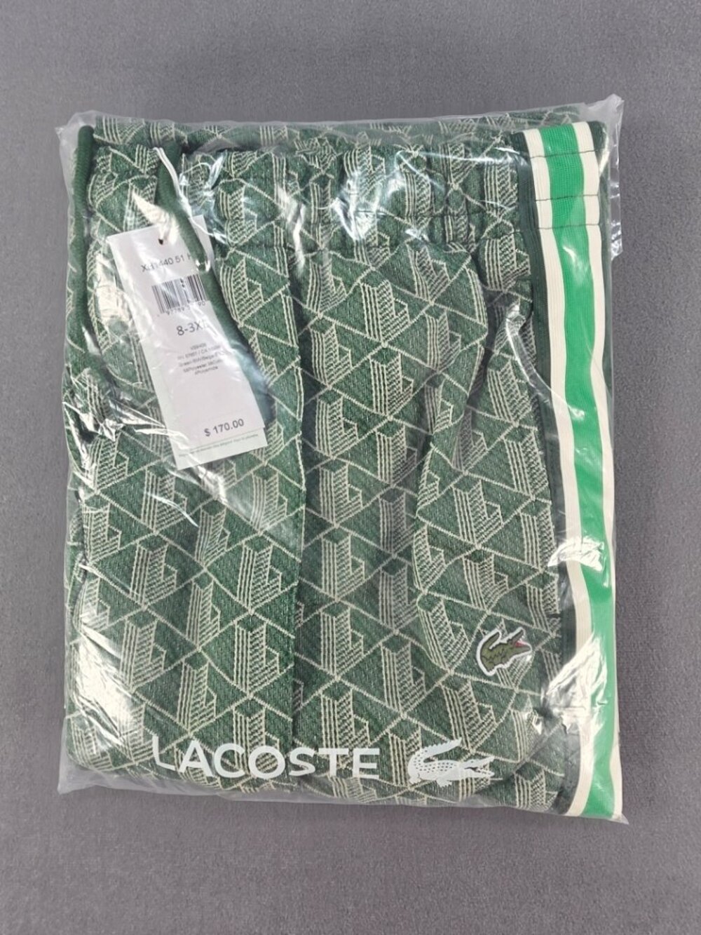 Lacoste Paris Monogram Sweatpants Men's 3XL Green Jacquard NWT - Picture 7 of 8